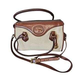 VTG Dooney & Bourke SATCHEL All Weather Leather Pebble‎ creme BONE Broke Zipper